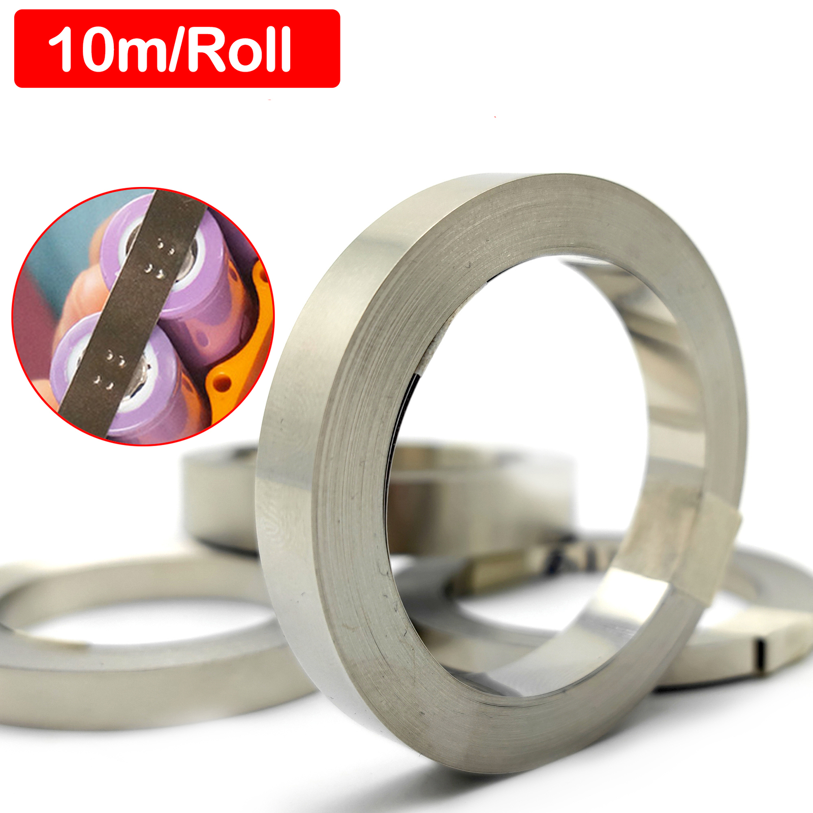 10Mete Plated Nickel Steel Strip Tape Li 18650 Battery Spot Welding 0.1,0.15,0.2