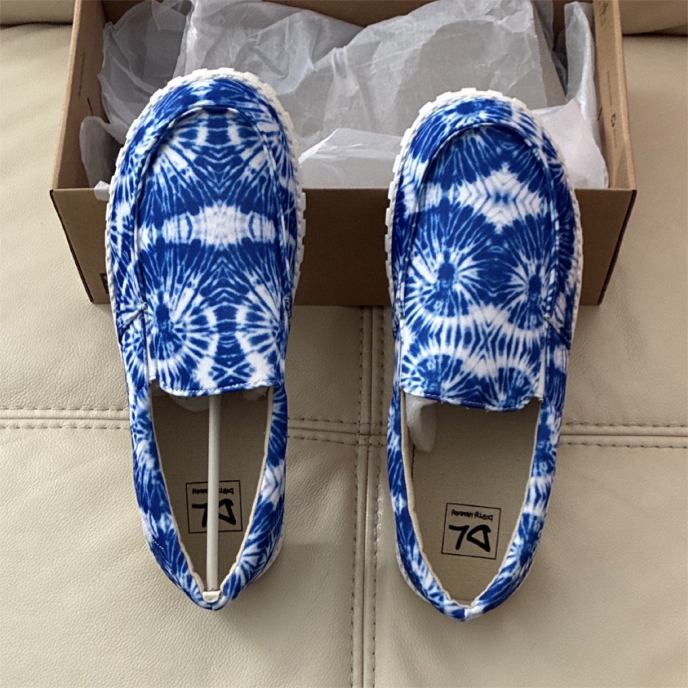 Dirty Laundry Hang On Women's Comfort Loafer Slip-On Blue Tie Dye Shoes 8.5
