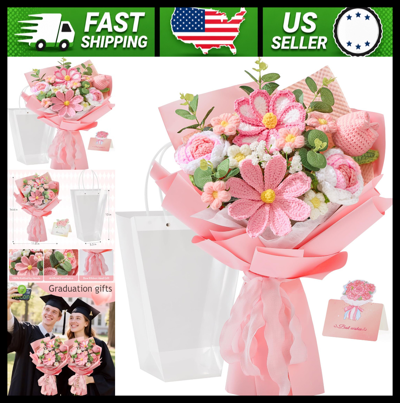 Alecono Crochet Flower Bouquet