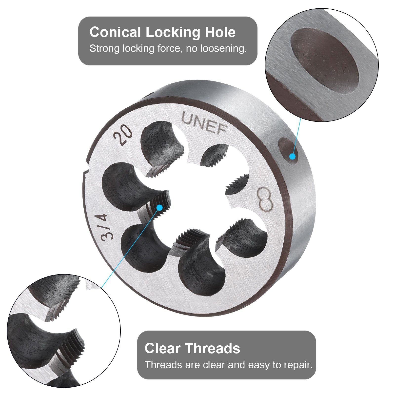 Round Threading Die 3/4-20 UNEF Thread Right Hand Screw Cutting Fixed Dies