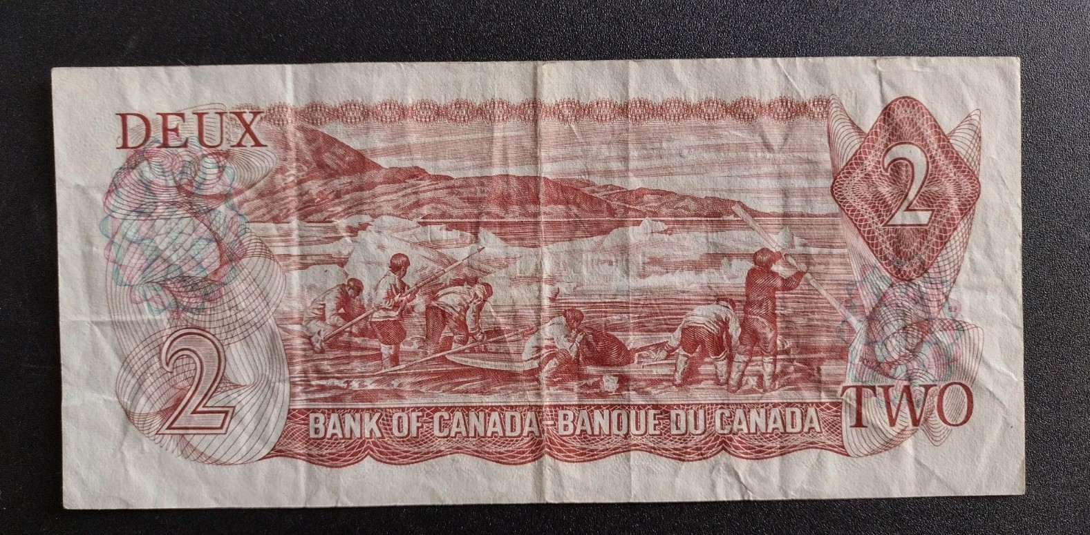 1974 Canada 2 Dollar Banknote Inuit Whaling Scene Very Nice Historical Note V535