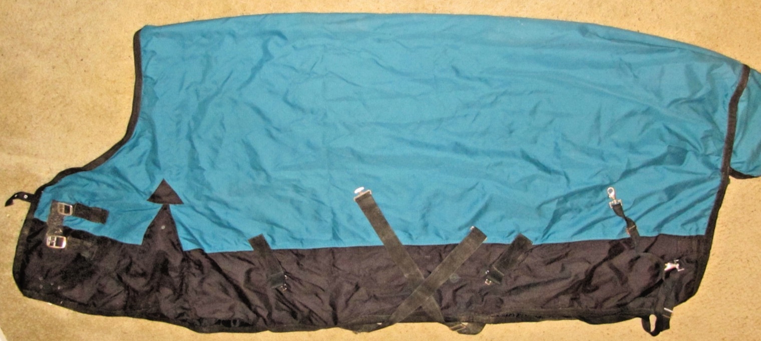 82"  1200D Turnout Lightweight Rain Horse Sheet - Turquoise/Black