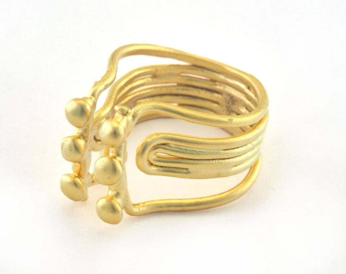 Adjustable Ring Matte Gold Plated Brass (18mm 8US inner size) 3304 Ring30