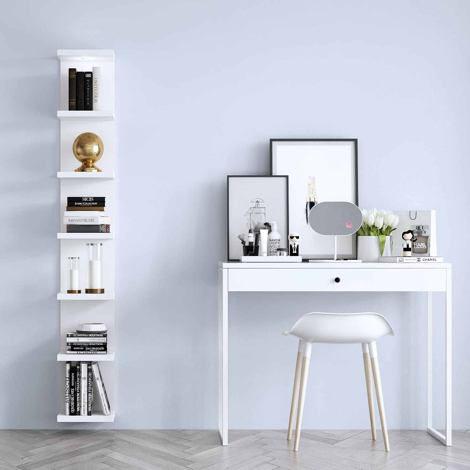 Versatile 7 Tier Wall Shelf Unit,White Lack Wall Shelf,Display Floating Shelf wi