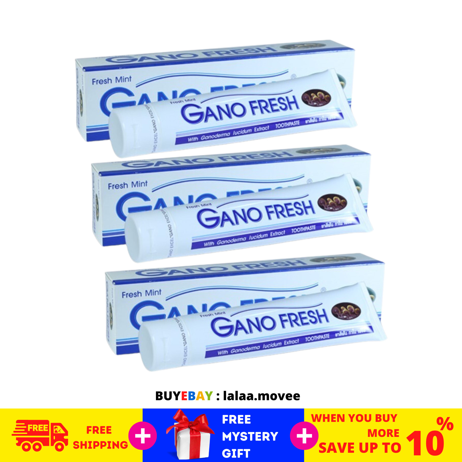 3 TUBE GANO EXCEL GANO FRESH TOOTHPASTE GANODERMA 150 GRAMS FREE SHIPPING