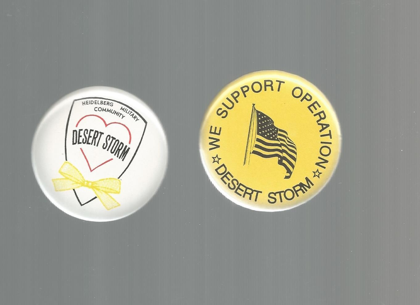 2 EA WE SUPPORT OPERATION   DESERT STORM PINS