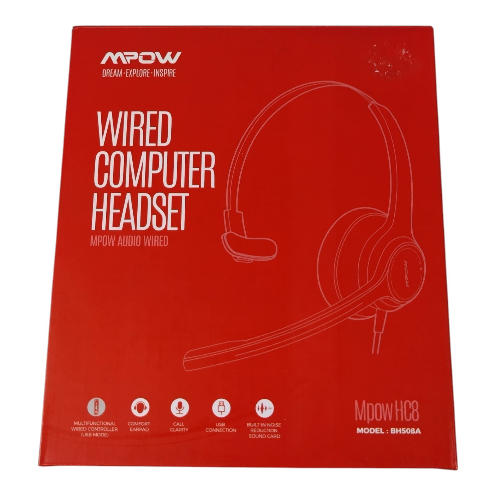 MPOW Hc8 Wired Computer Headset Noise Reduction Model Bh508A New With Out Tags