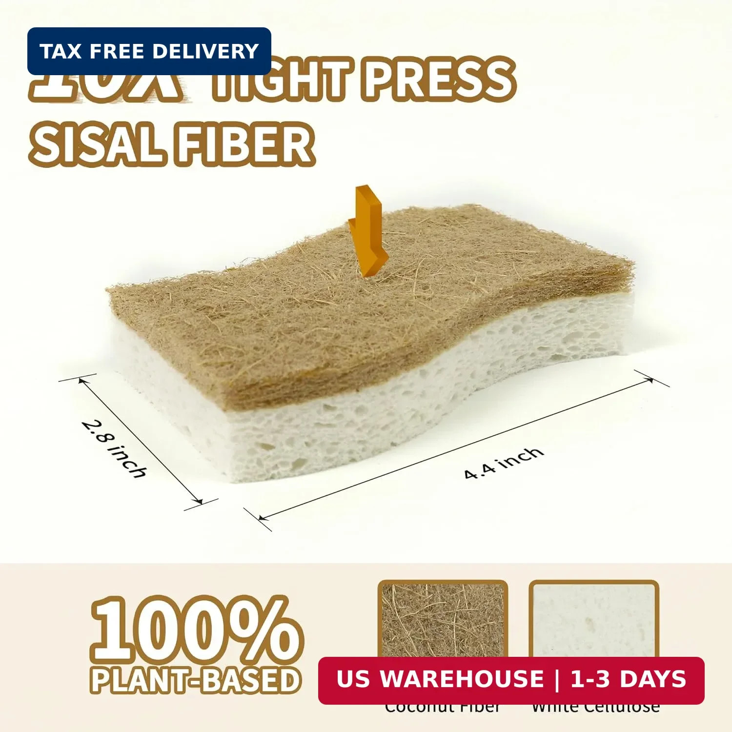 Natural Kitchen Sponges, Biodegradable & Compostable | Non-Scratch Cellulose Coc