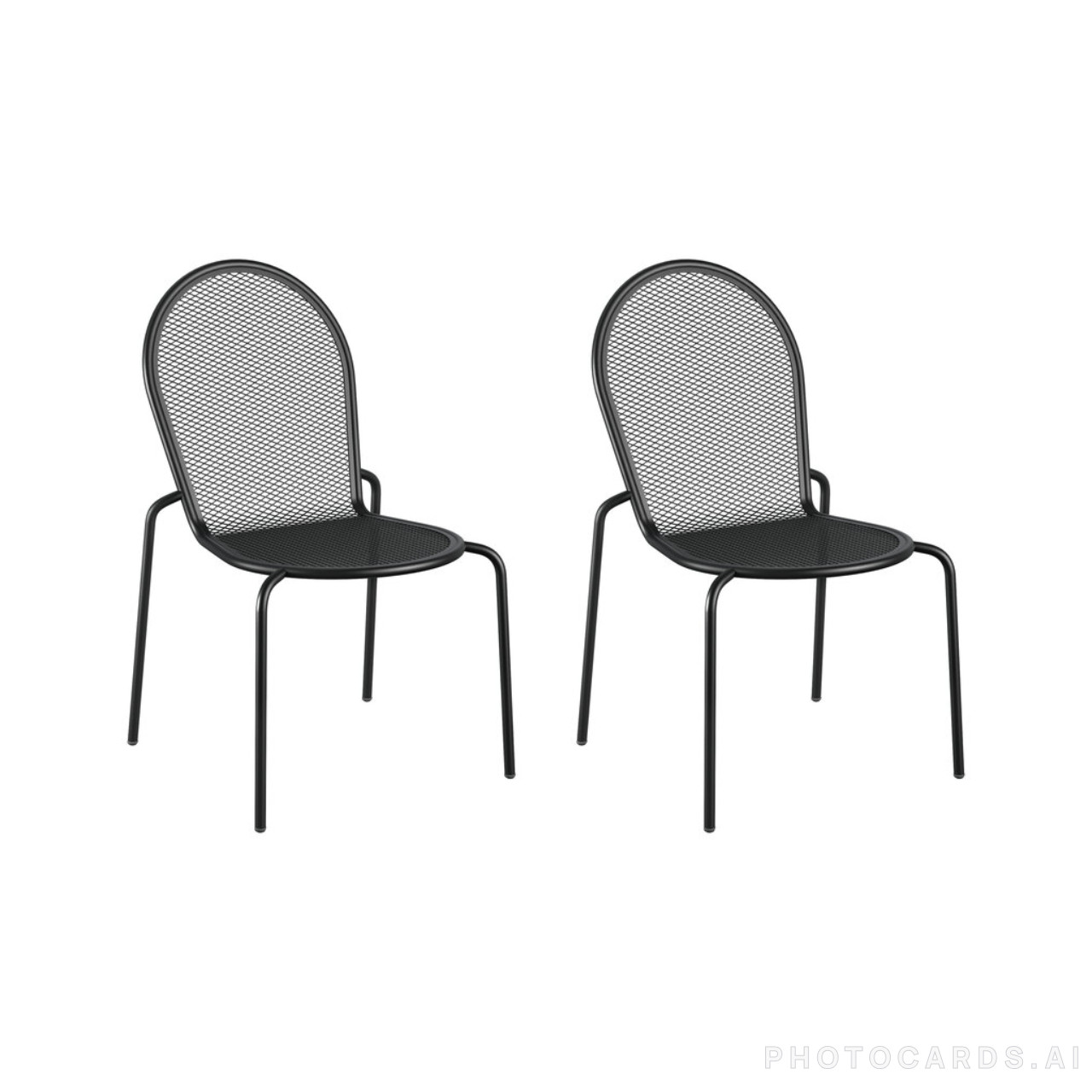 2 PACK All Weather Corrosion Resistant Black Metal Restaurant Patio Dining Chair