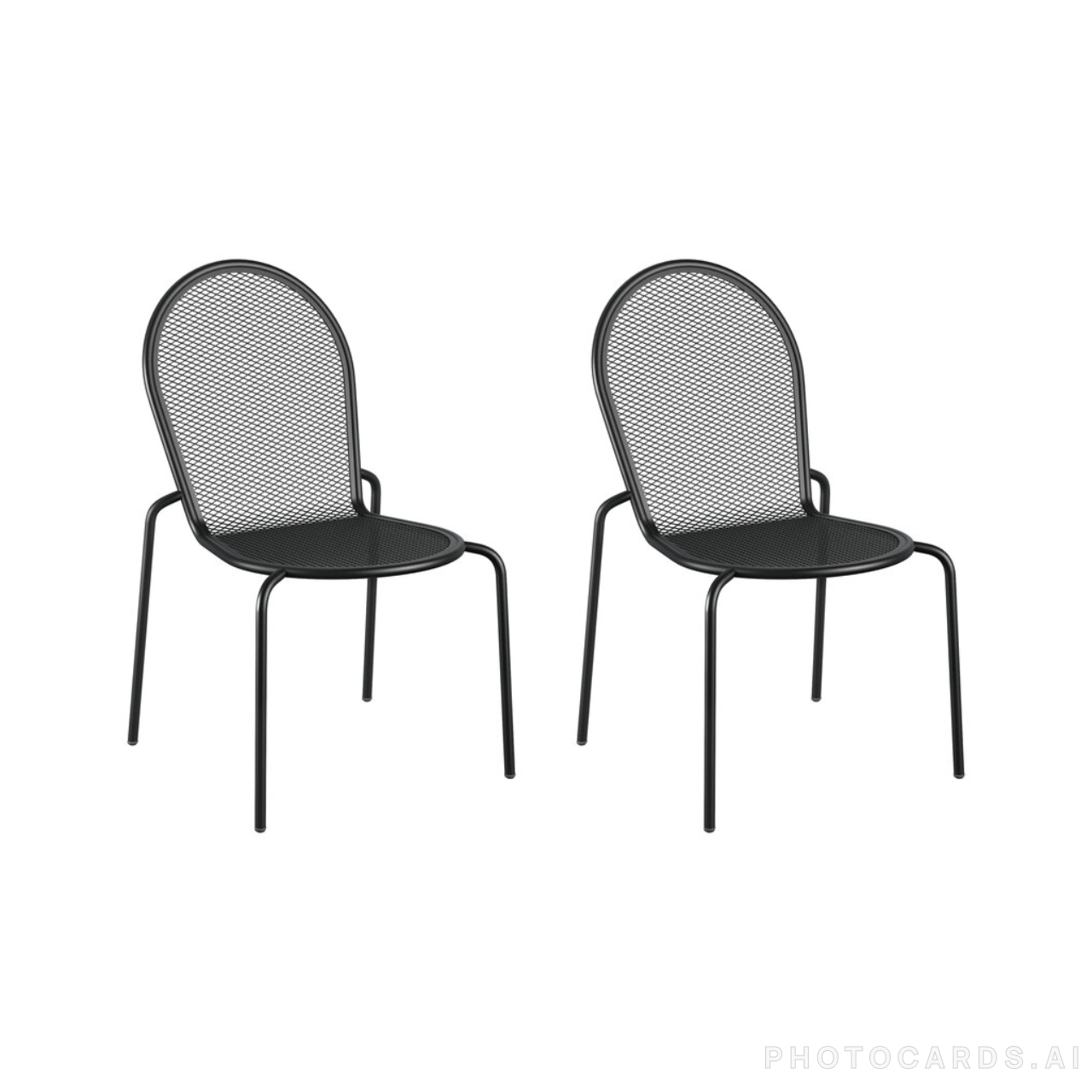 2 PACK All Weather Corrosion Resistant Black Metal Restaurant Patio Dining Chair