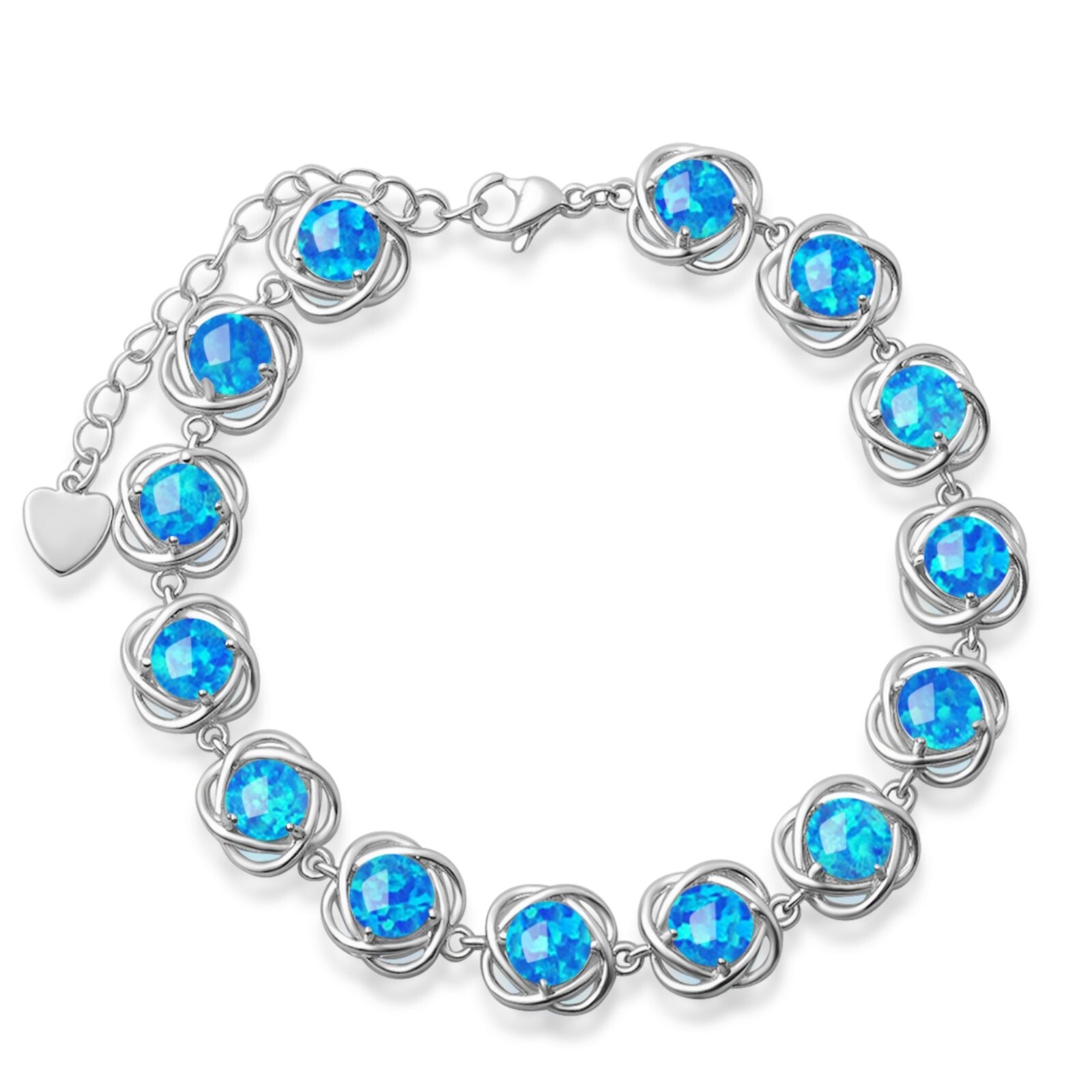 Hawaii Blue Opal Round Bracelet 925 Sterling Sliver Jewelry For Women Girls