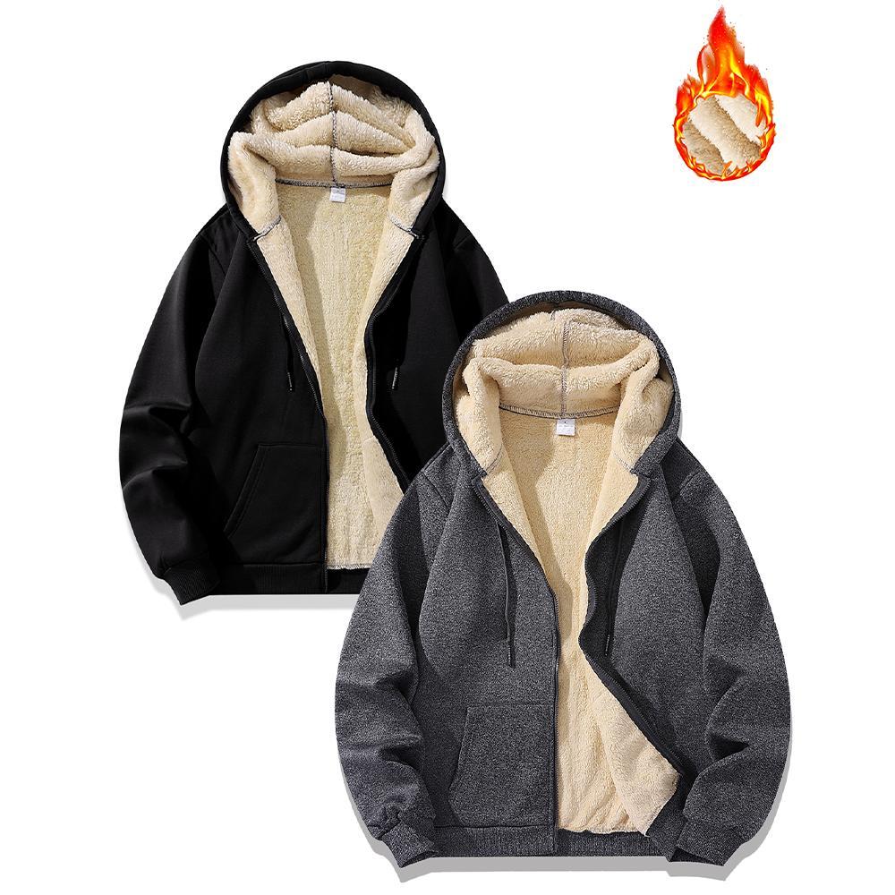 Men's Heavy Weight Sherpa Fleece Lined Hoodie Sweater Jacket - Full Zip