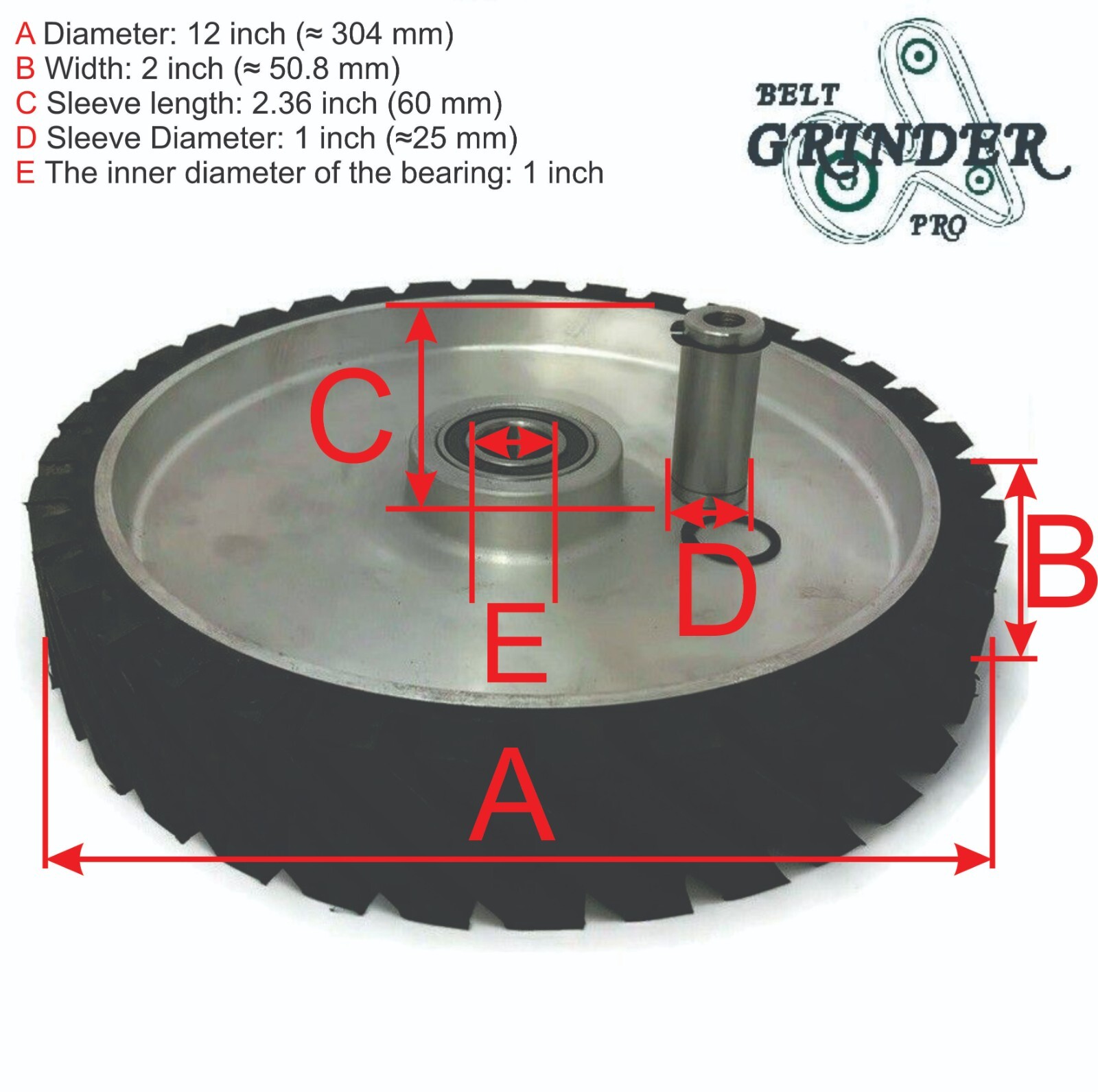 12" Serrated Rubber Belt Grinder Contact Wheel Contact Wheel for sanding machine