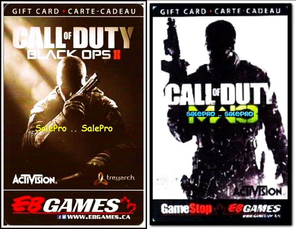 2x EB GAMES GAMESTOP CALL OF DUTY MW3 & BLACK OPS II COLLECTIBLE GIFT CARD LOT