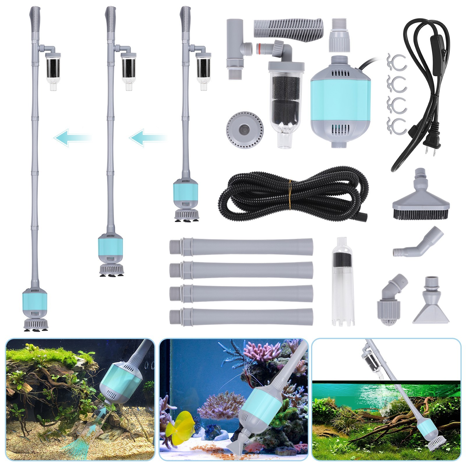 hygger Electric Aquarium Cleaner Kit Vacuum Pump Gravel Water cleaning Fish Tank