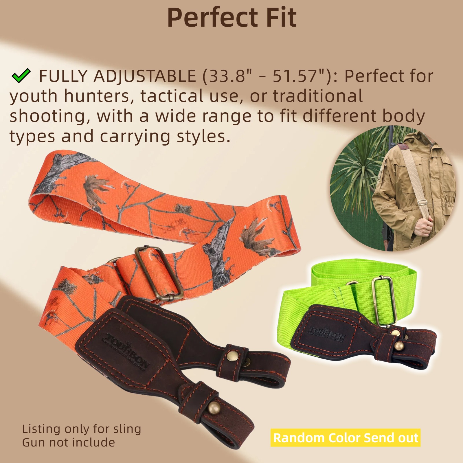 Tourbon Gun Sling Rifle Strap Webbing Leather Quick Release Shooting Adjustable