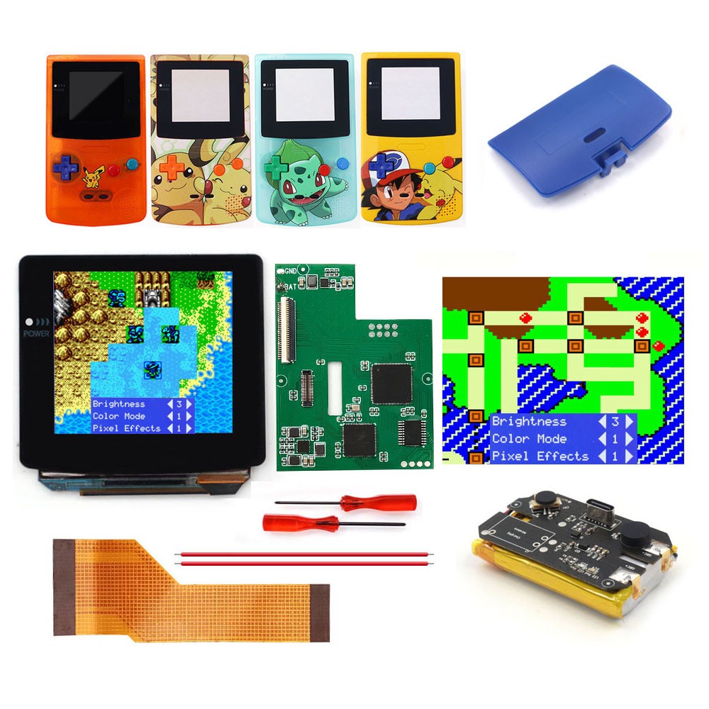 For GameBoy Color GBC OLED AMOLED Laminated Screen Rechargable USB-C Batteries