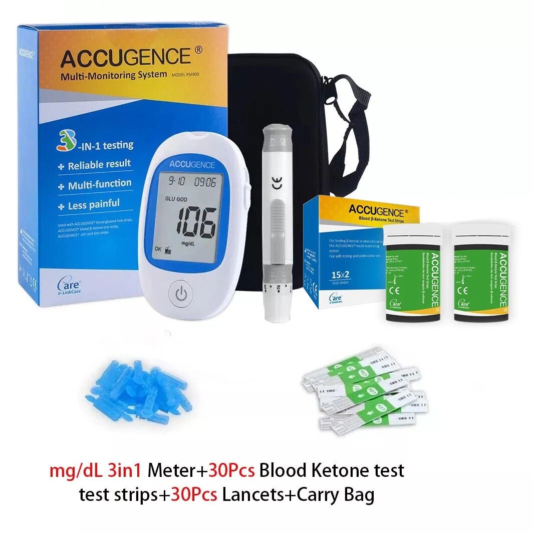 Household Blood Ketone Meter Kit with Ketone Monitor With 30pcs Strips