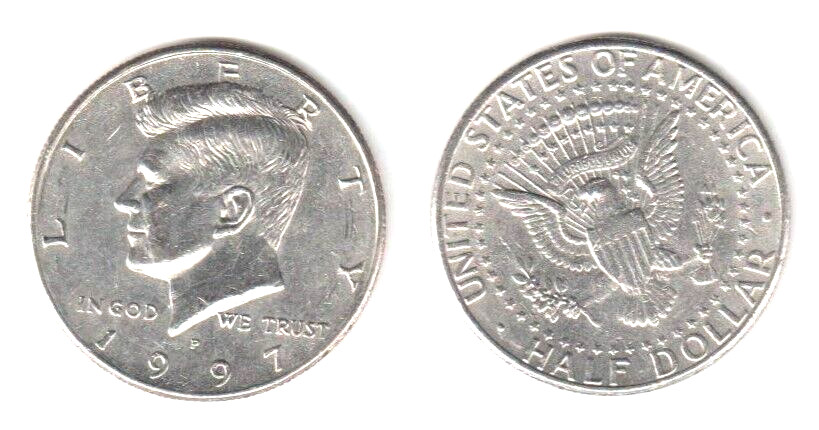 1997 P KENNEDY JFK HALF DOLLAR  AVERAGE CIRCULATED - FREE SHIPPING!