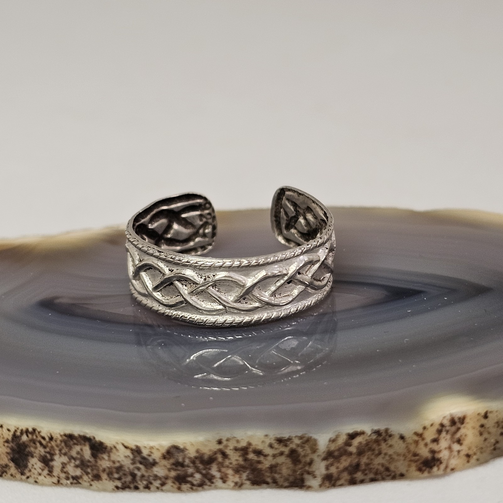 925 Sterling Silver Celtic Knot Toe Ring Open Adjustable Band