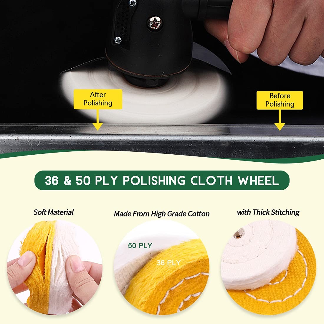 Keadic 8Pcs 4inch Buffing Polishing Wheel Kit Includes Polishing Compounds, B...