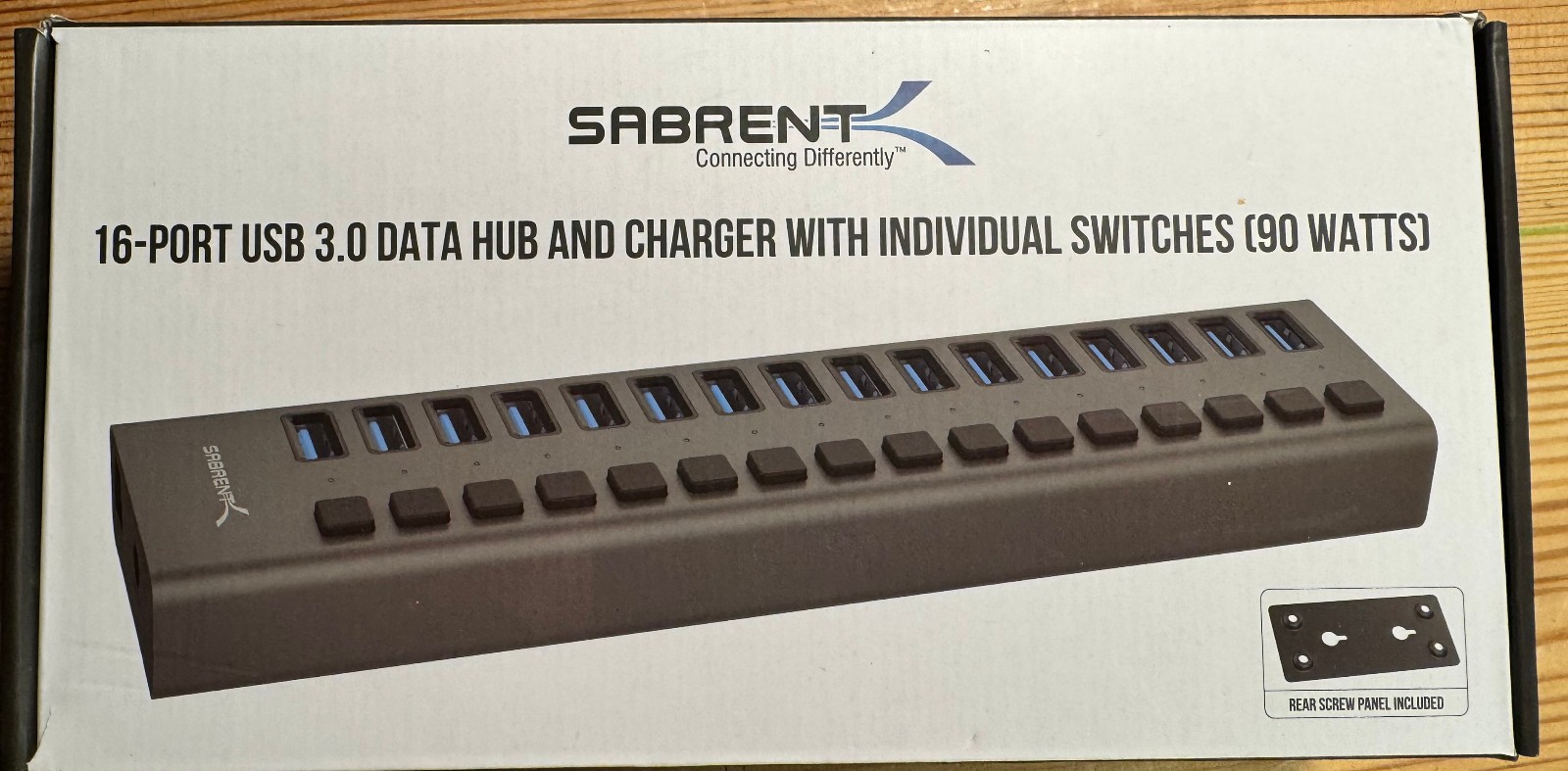 Sabrent 16-Port USB 3.0 Data HUB and Charger with Individual Switches (90 Watts)
