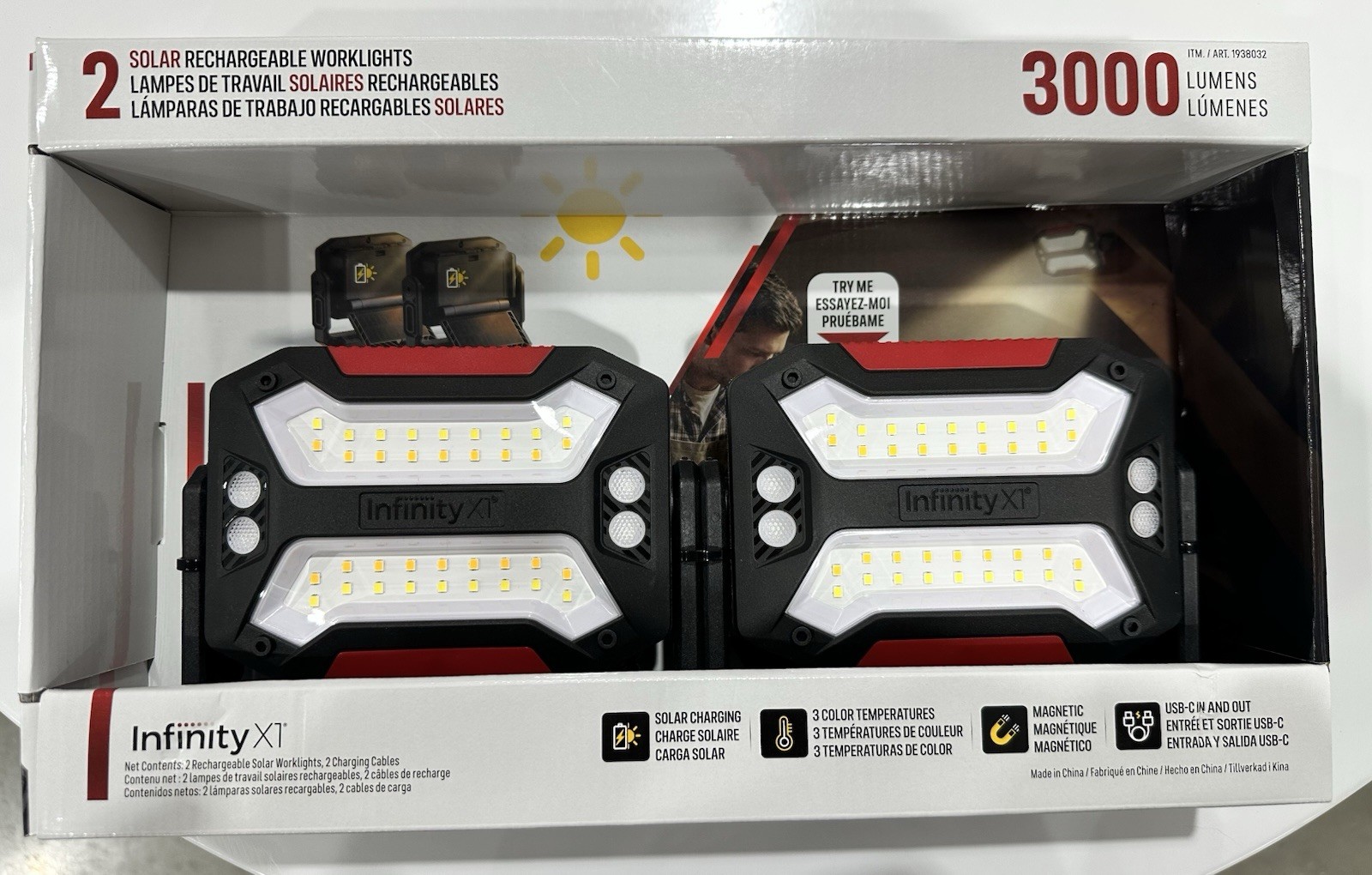 Infinity X1 Dual Powered Solar Work Light 2-pack Infinity X1 - READ DESCR