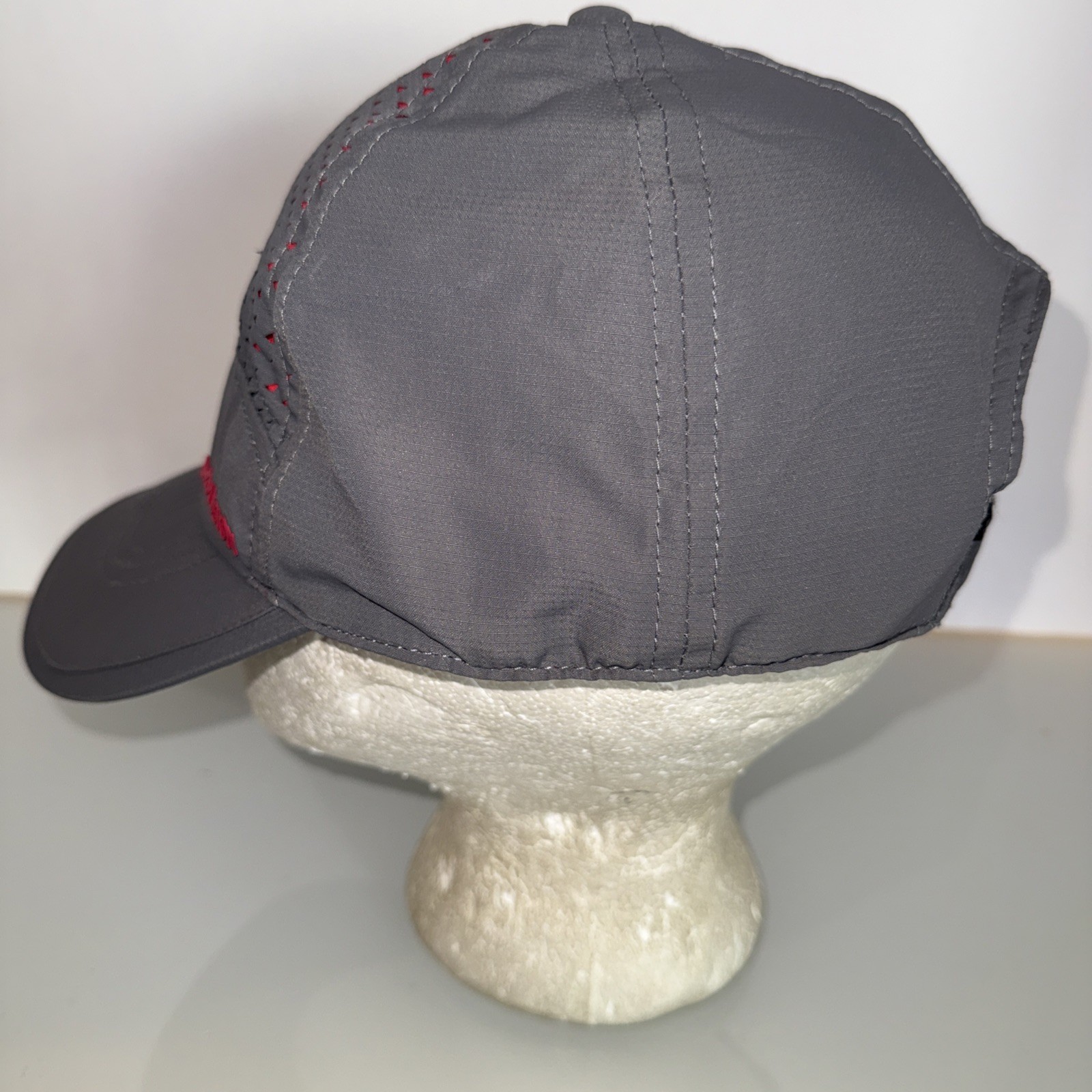 Mission Letters Logo in Pink on Gray Lite Wt Hat Cap Hook Loop
