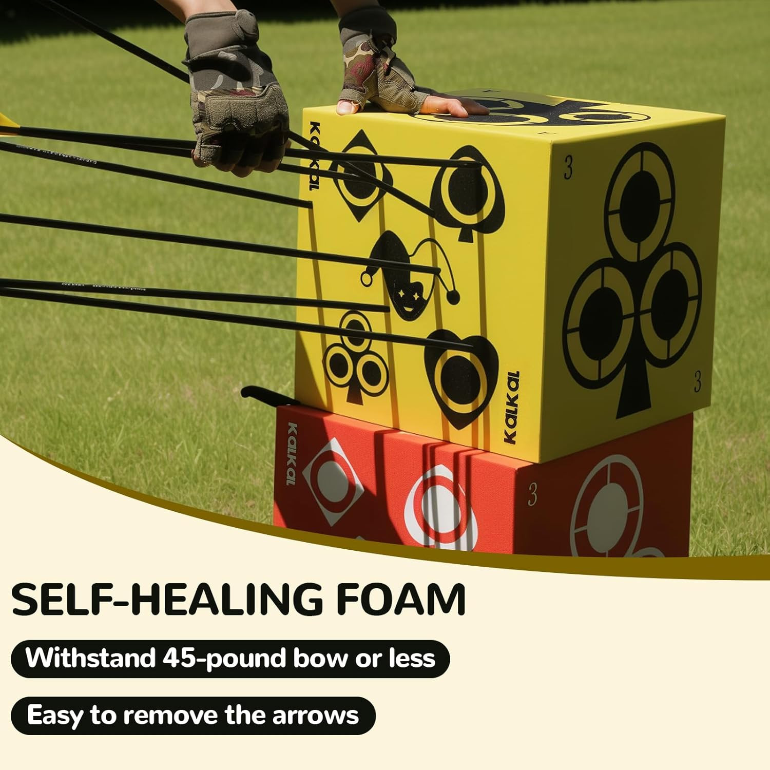 6-Sided Foam Archery Target Block with Handle - Lightweight & Easy Arrow Removal