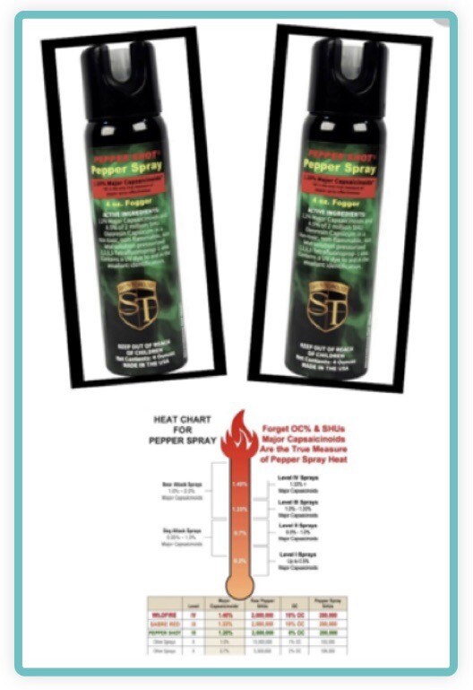 2 FOGGER Pepper Spray 4 oz Self Home POLICE Women Defense GLOW IN DARK Protect