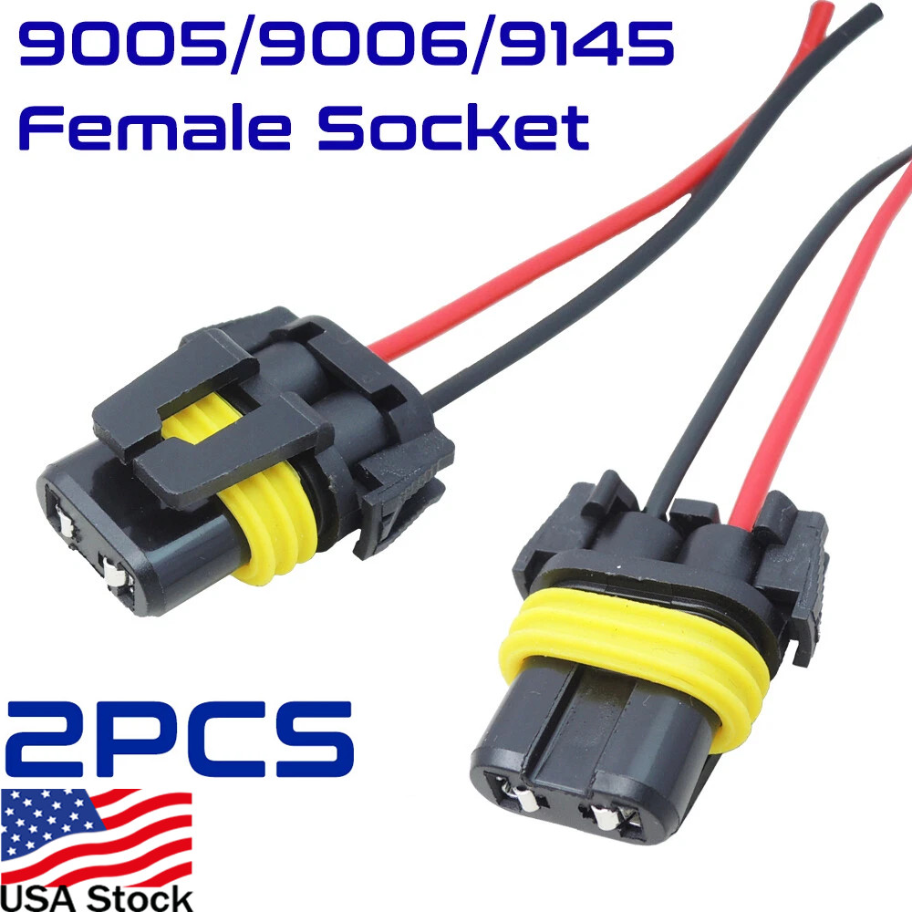 2pcs 9140 9145 H10 Female Connector Socket for Fog Light Wiring Pigtail Harness