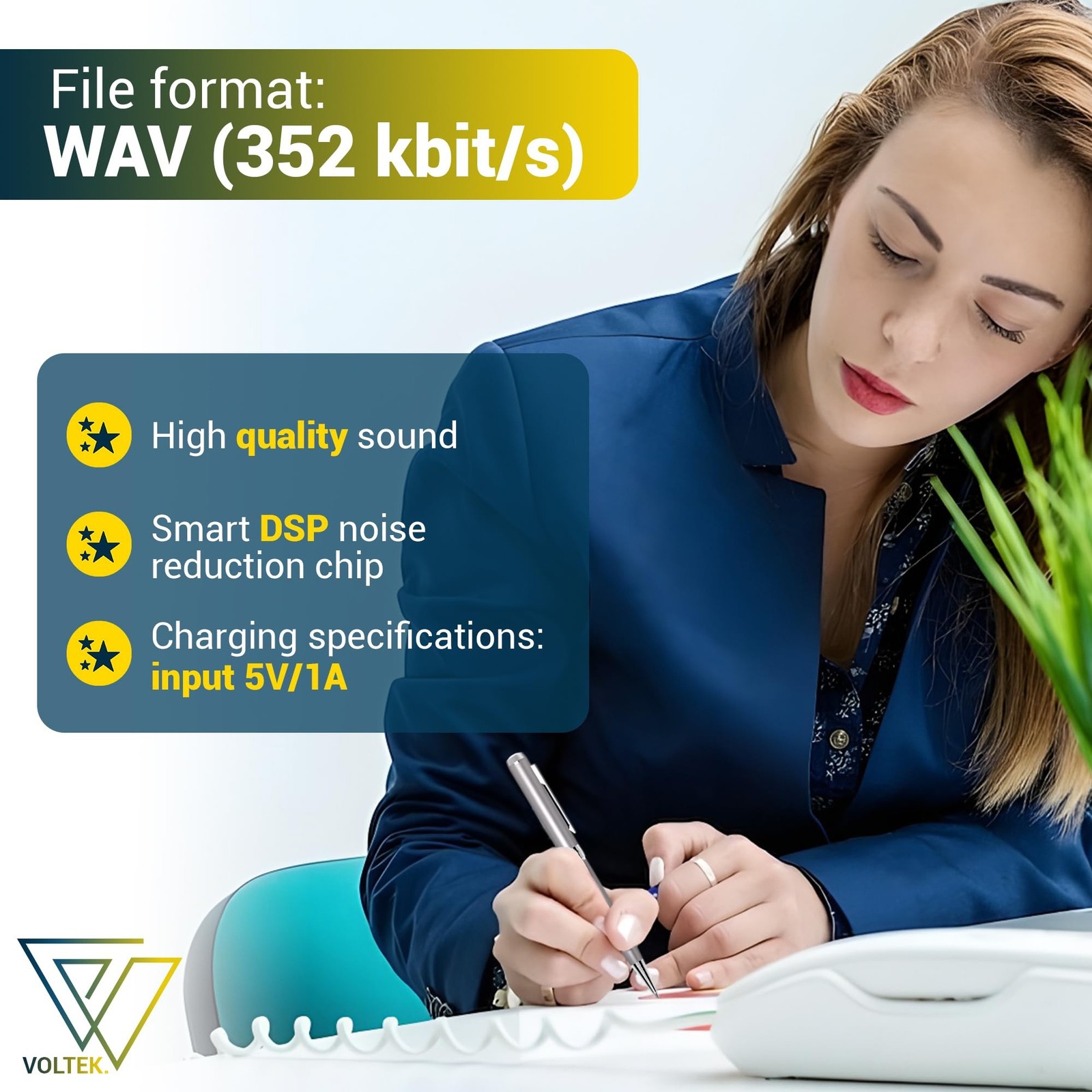 VOLTEK Digital Voice Recorder Pen - 64GB - Mini Audio Recording Device for Me...