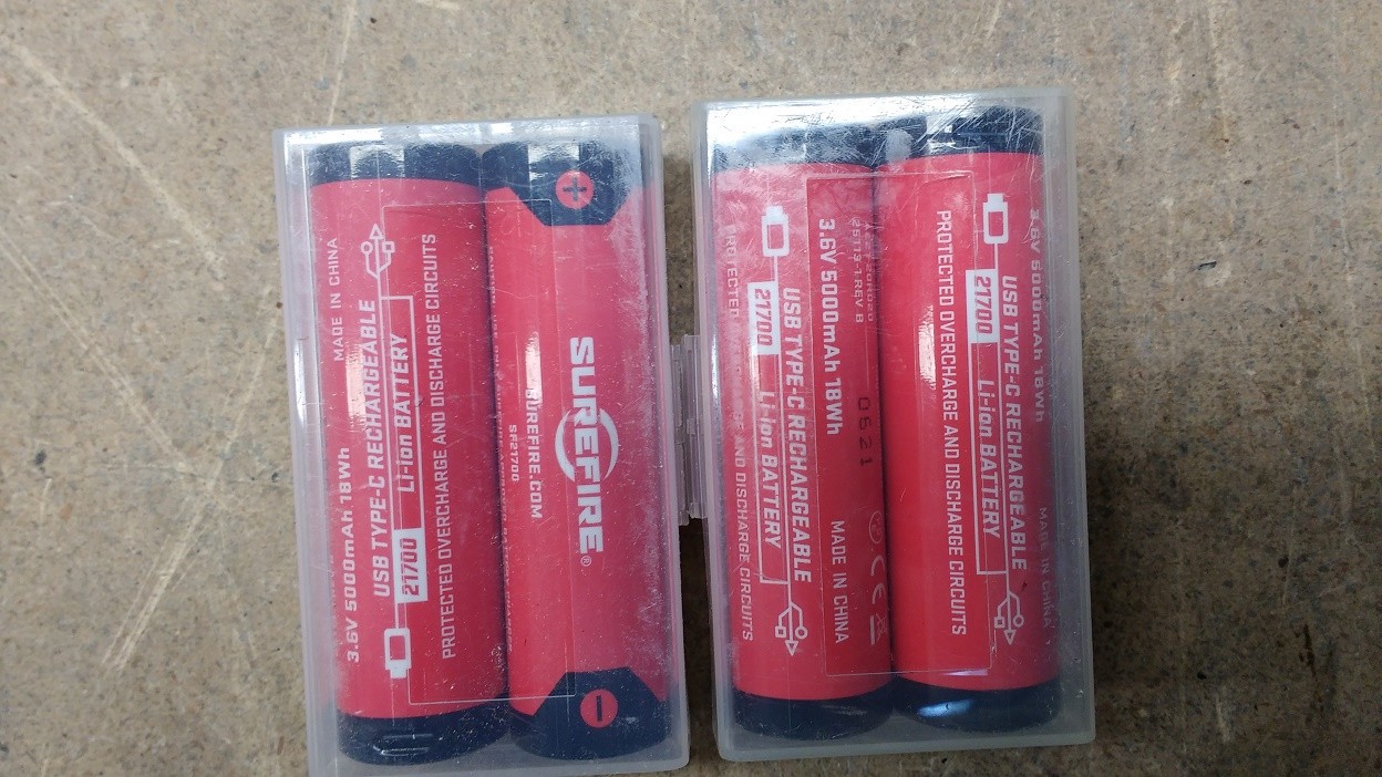 Lot of 4 SureFire 21700 USB-C Rechargeable Battery 3.6V 5000mAh 18Wh UNTESTED