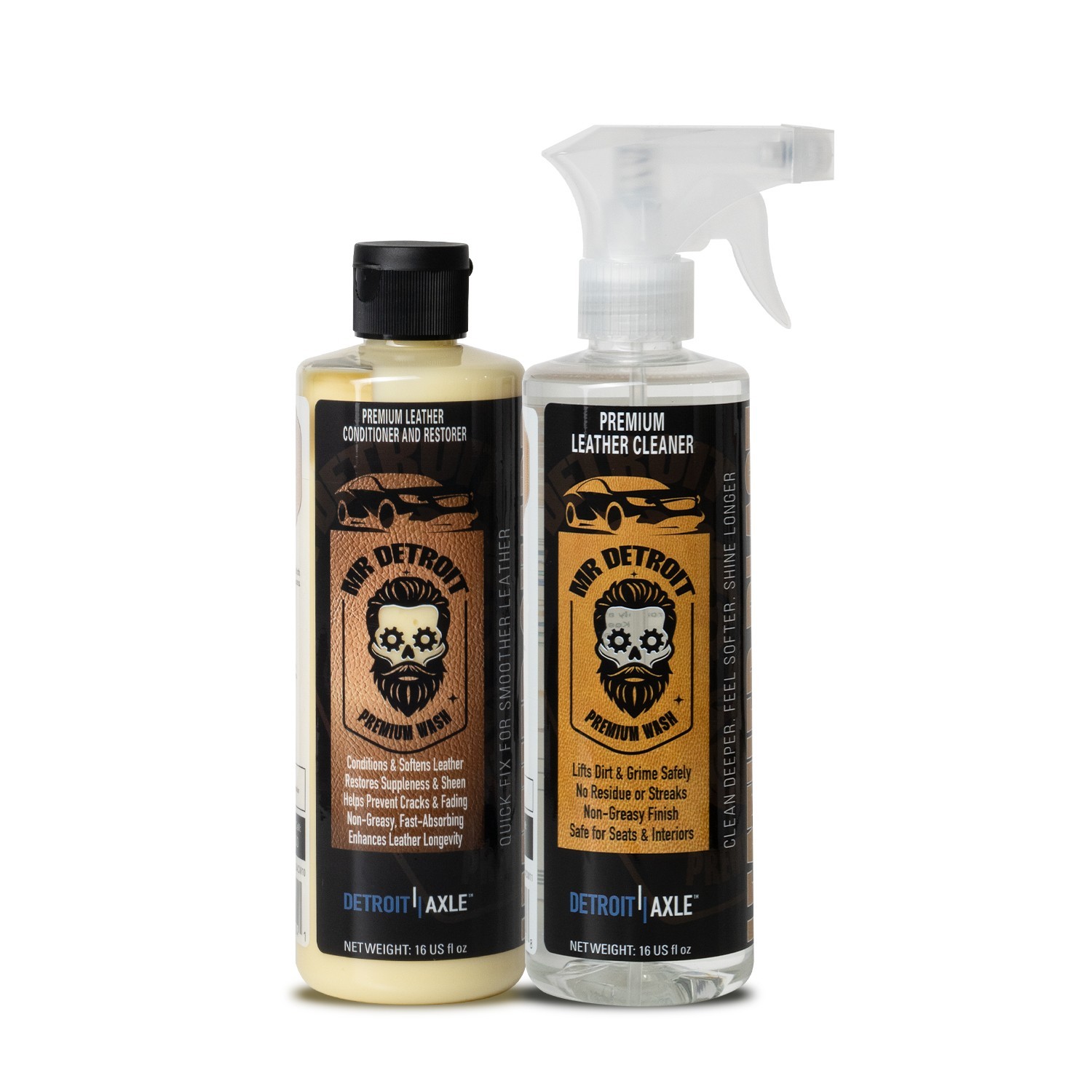 Mr. Detroit - Leather Care Kit - Cleaner & Conditioner for Car Seats, Furniture