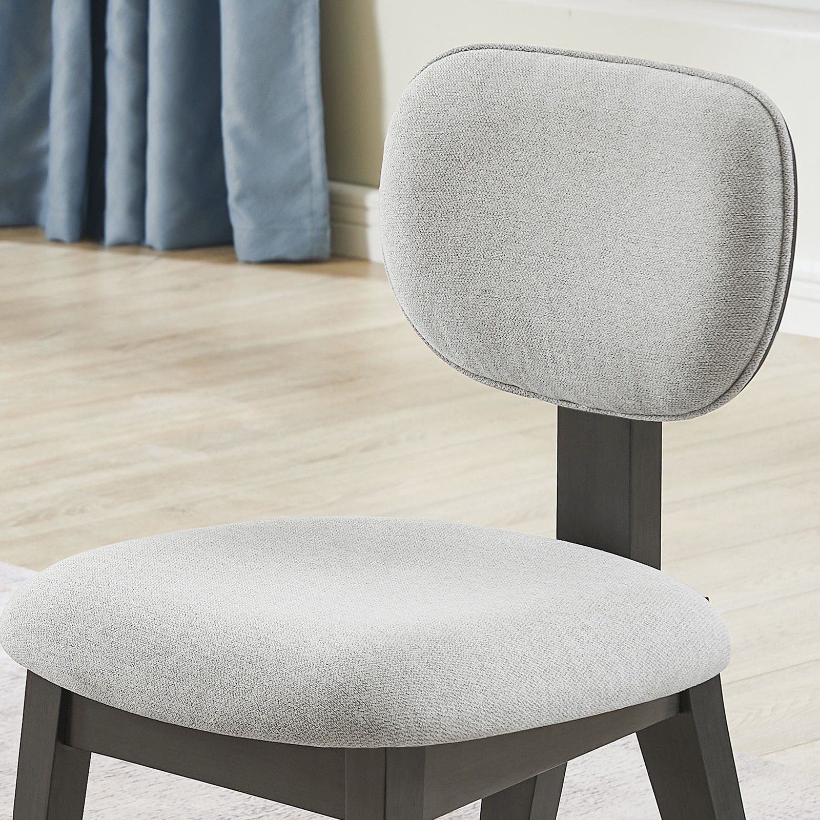 Set of 2 Light Gray Fabric Upholstered Dining Chairs with Gray Wood Frame