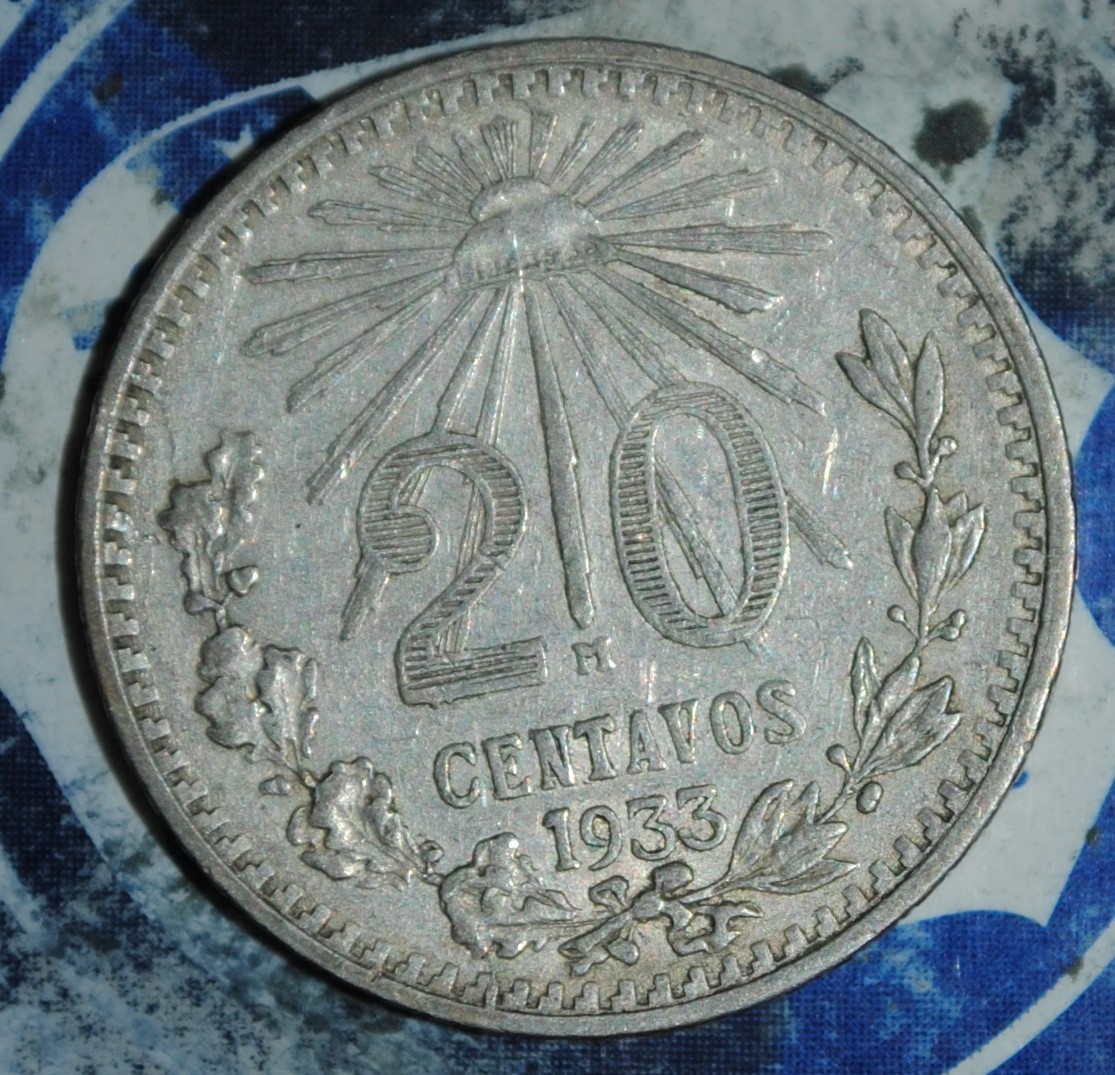 MEXICO Silver 20 Centavos 1933 {{{D016