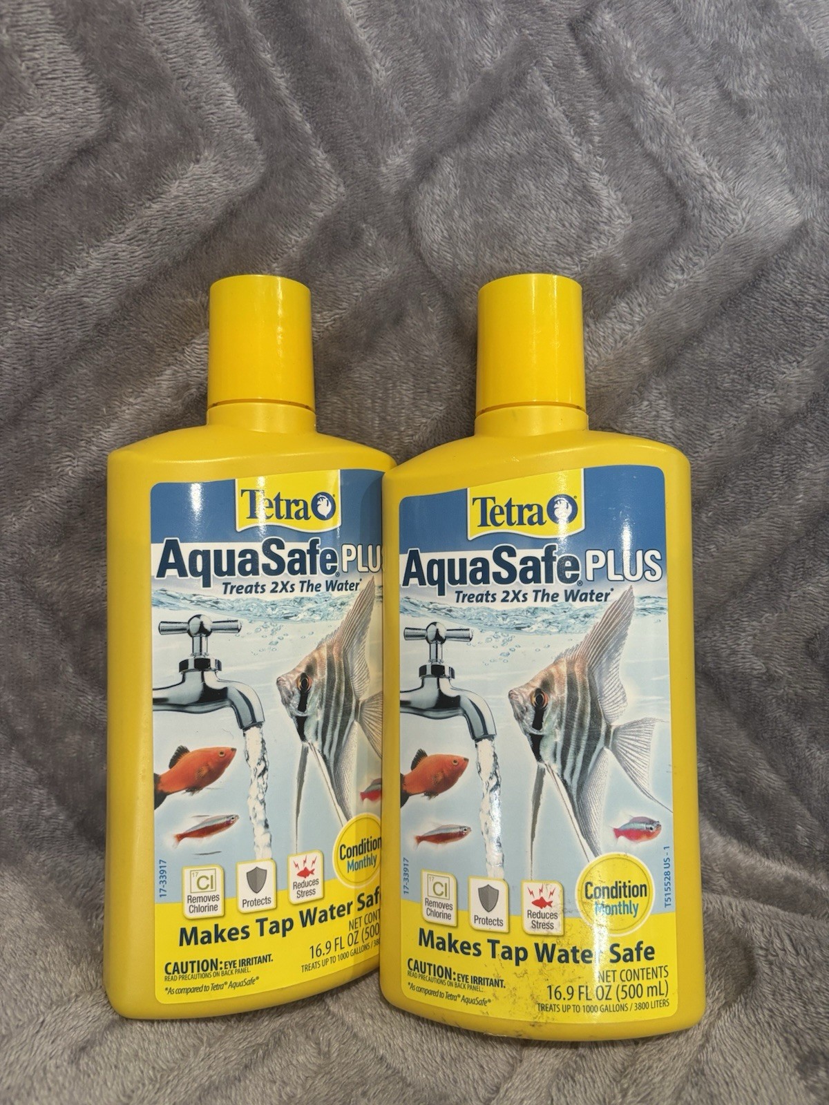Lot Of 2- Tetra Aquasafe Plus Water Conditioner, 16.9fl Oz- Treats 1000 Gallons