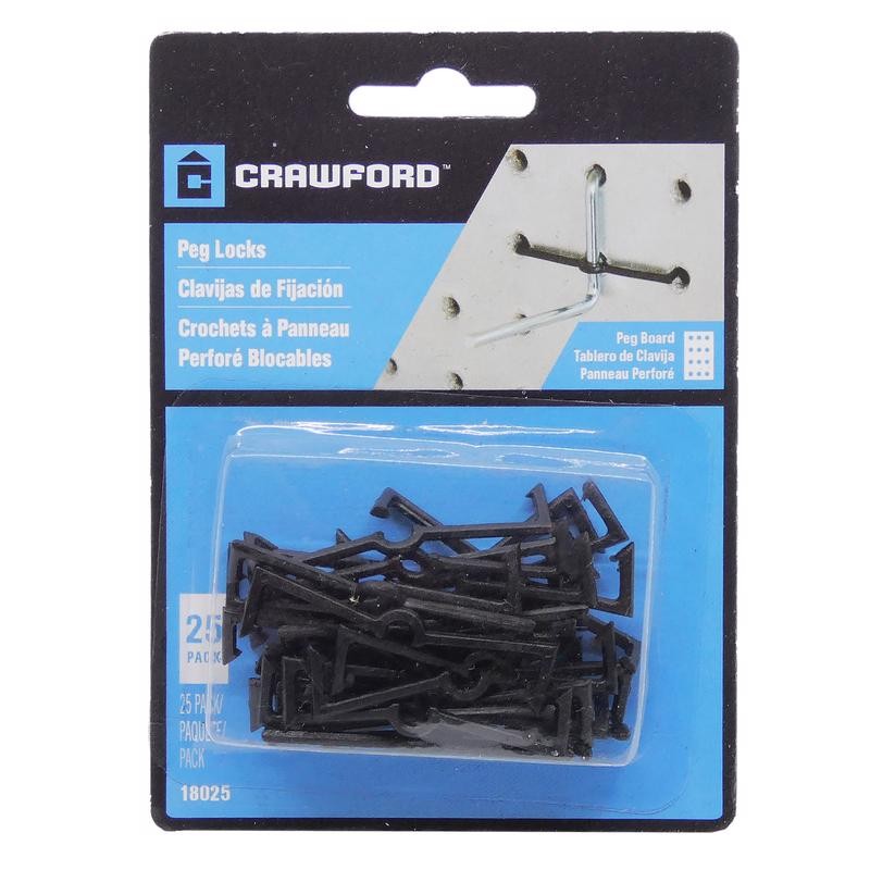 Crawford 18025 Zinc Plated Black Plastic Peg Hook Lock