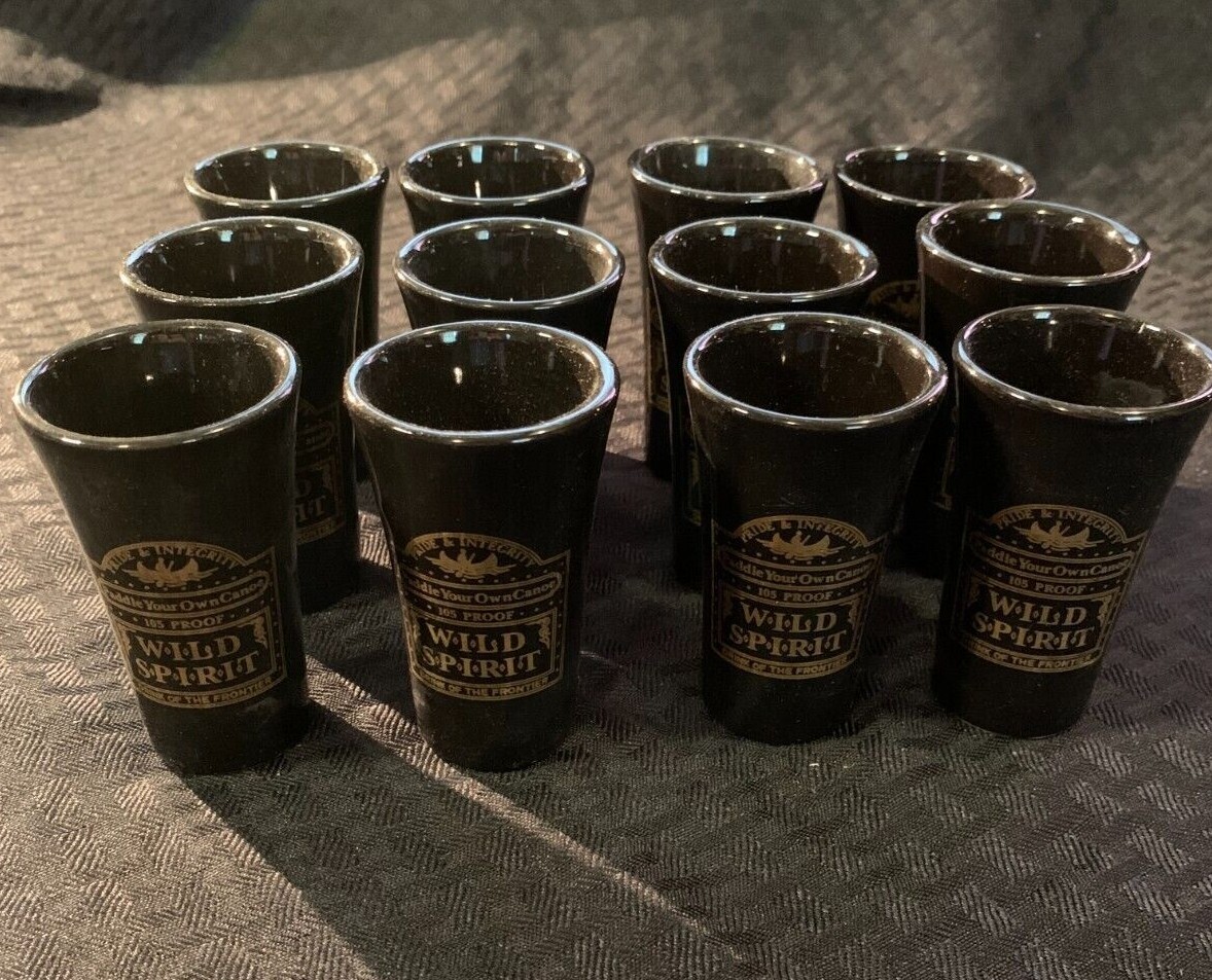 Collectible Black Wild Spirit Tall Ceramic Shot Glass "Paddle Your Own Canoe"