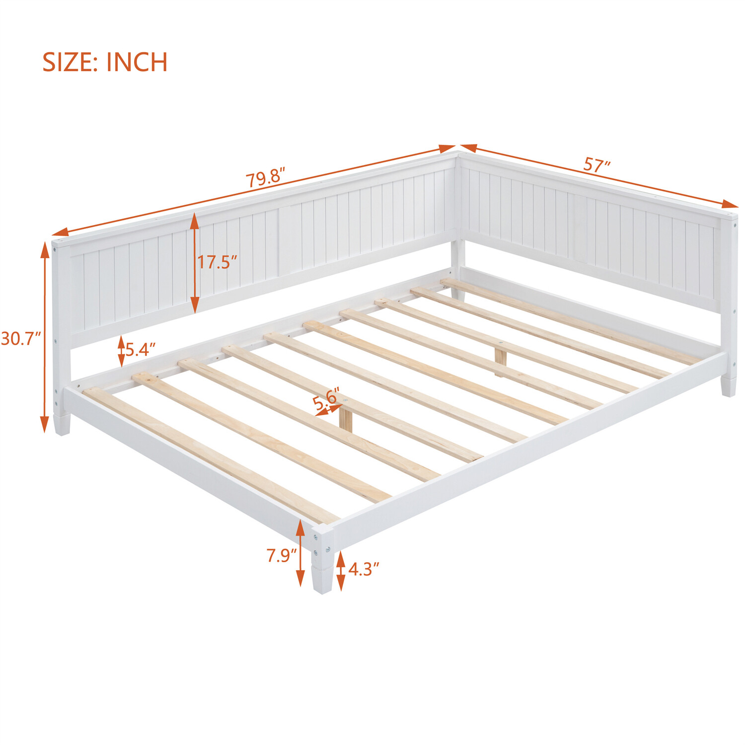Full Size Wooden Daybed Modern Wooden Bed Frame Sofa Bed White/Gray/Espresso