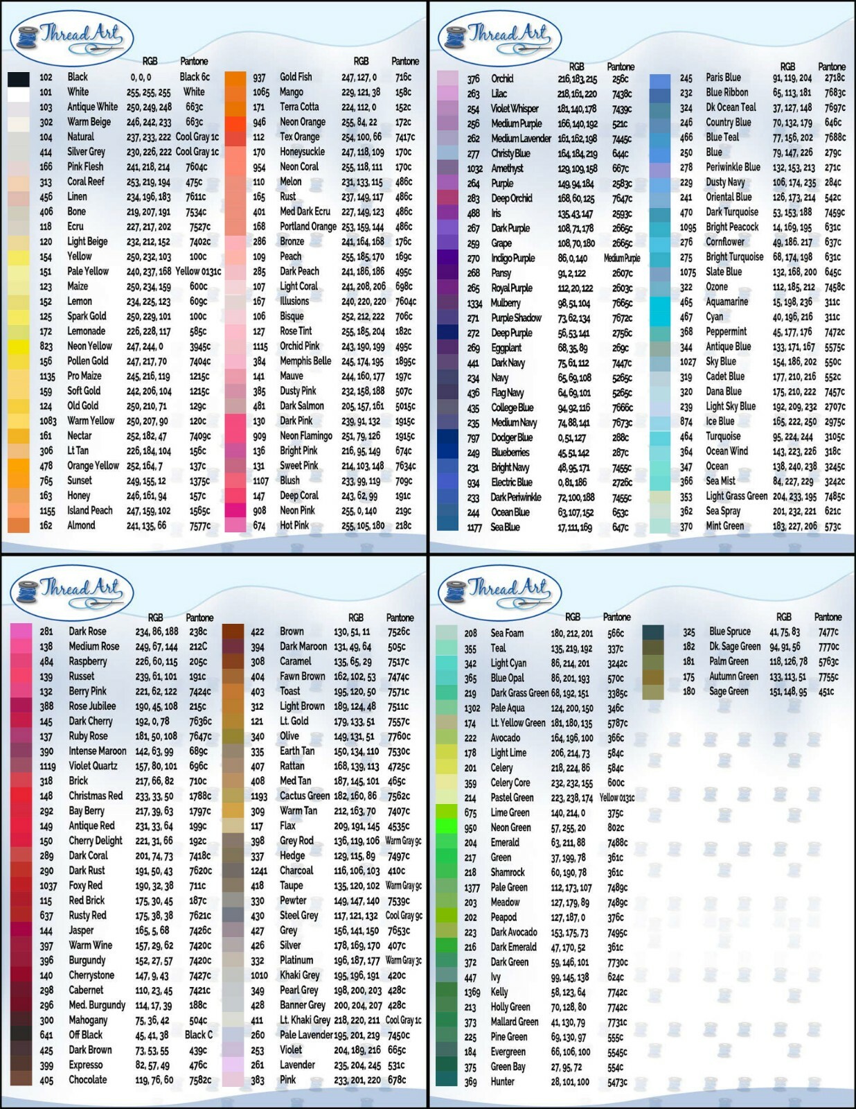 Threadart Polyester Embroidery Machine Thread Sets - 500M Cones - 7 Sets Avail.