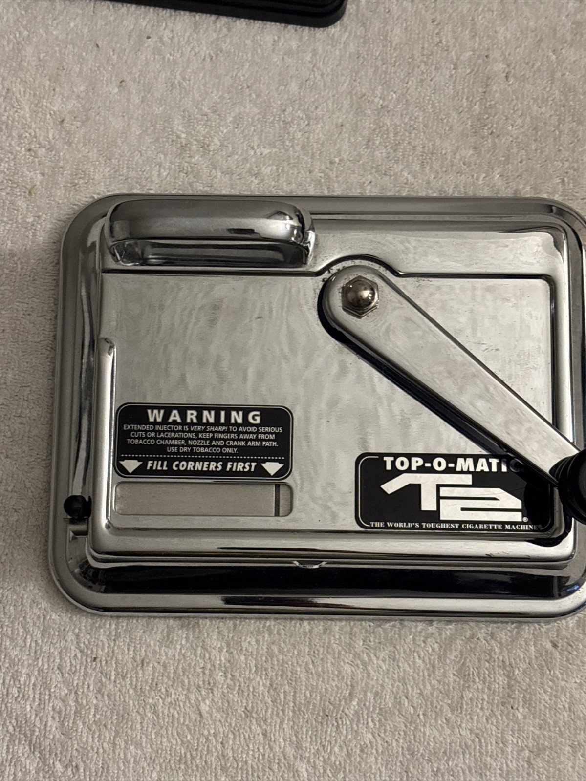 Top-O-Matic T2 Chrome Cigarette Rolling Machine – Manual Injector, Works Clean