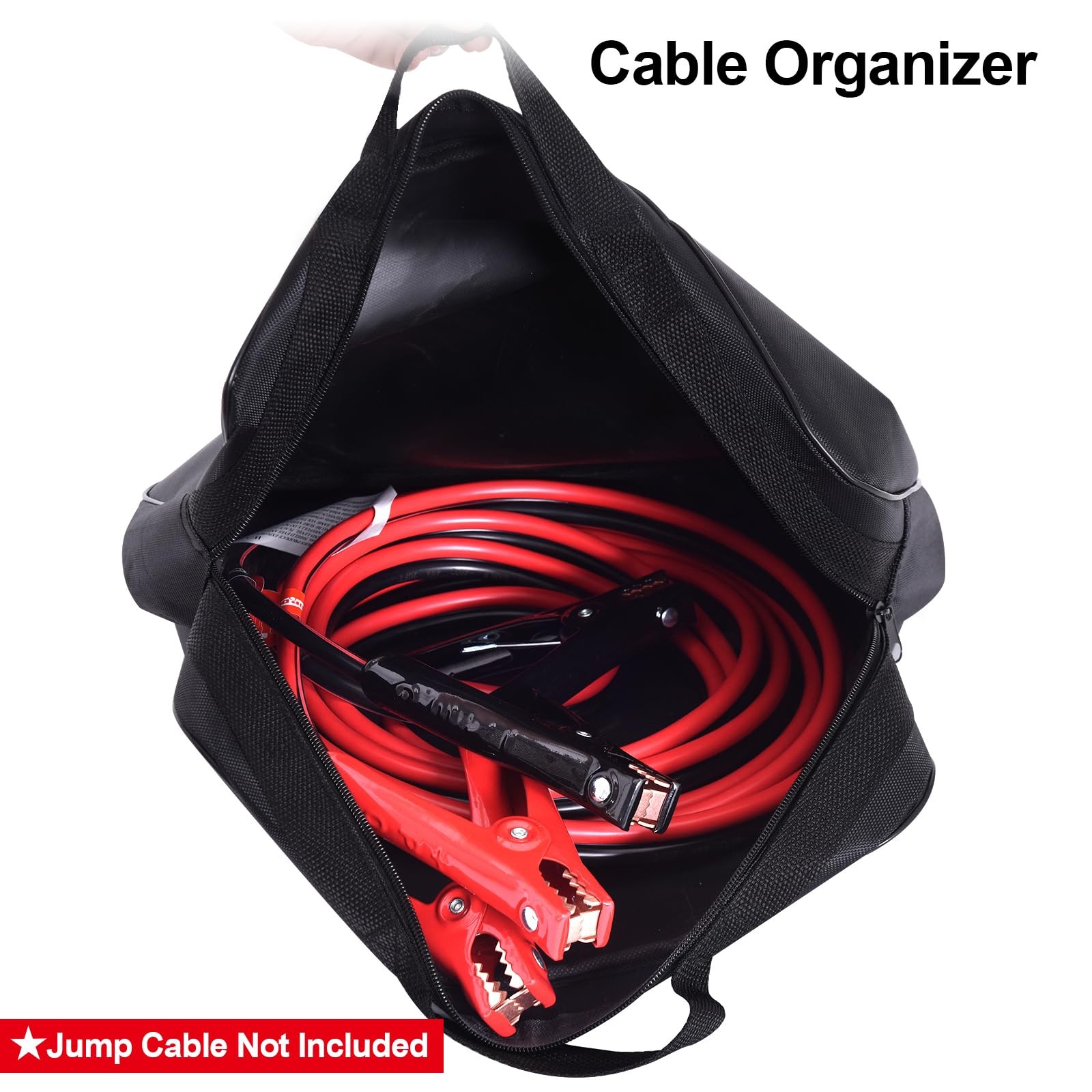 TOPDC Jumper Cable Carry Bag, Cable Organizer & Storage, Black