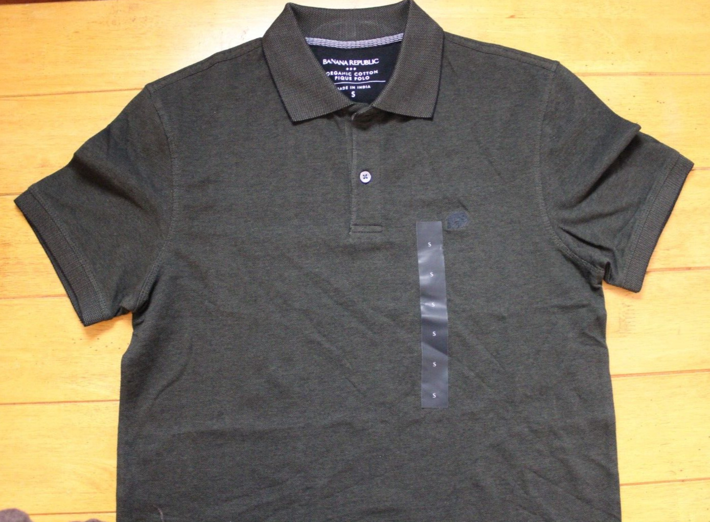 Banana Republic MEN'S SHORT SLEEVE PIQUE SOLID POLO SHIRT w LOGO S DARK GREEN
