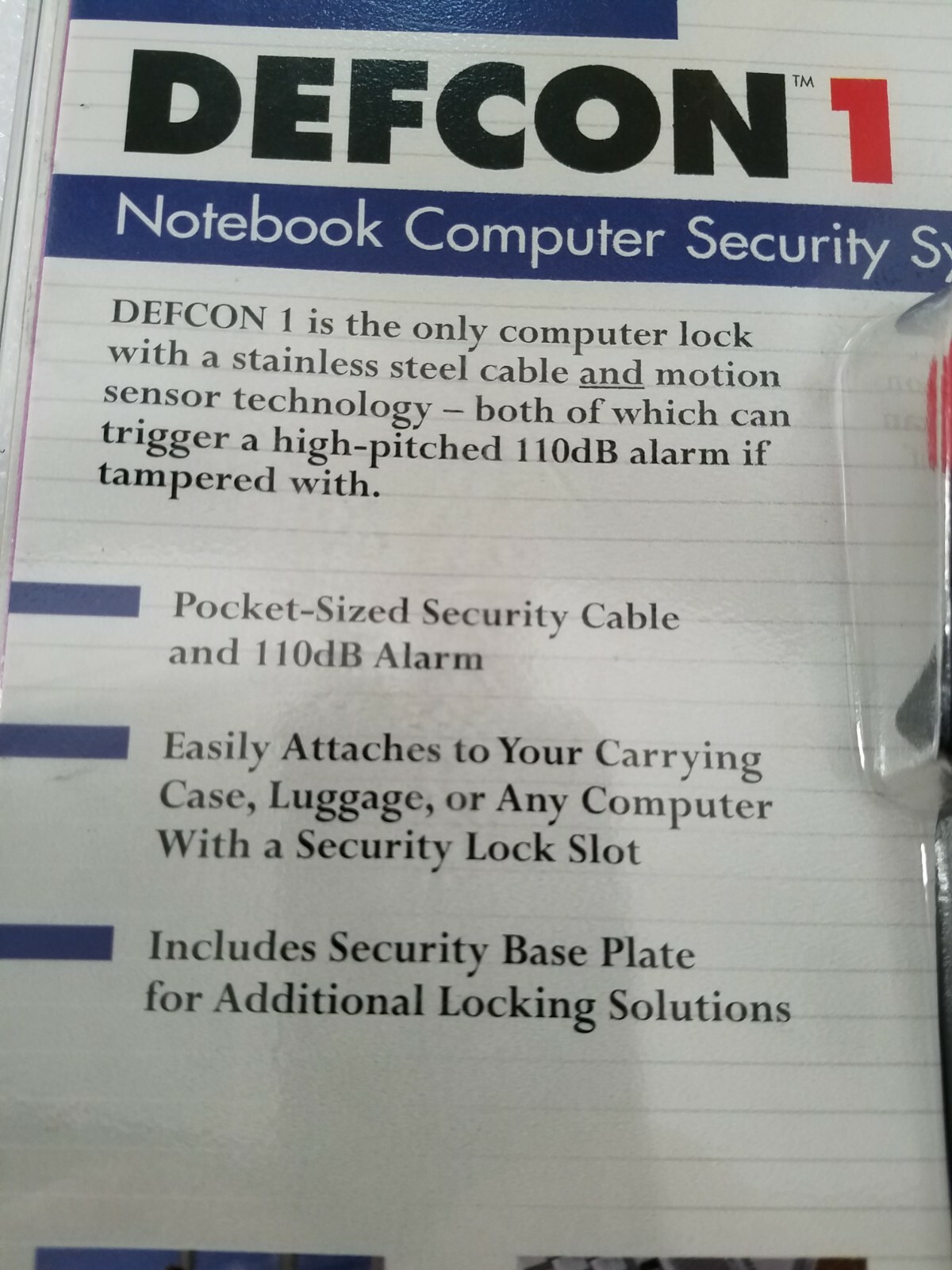 Targus Defcon 1 Notebook Computer Security System Lock #PA400U