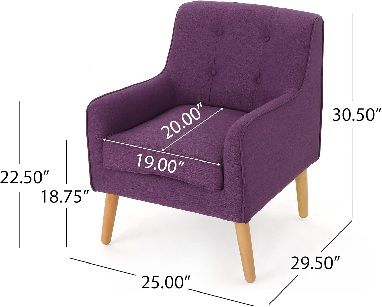 Felicity Purple Mid-Century Fabric Arm Chairs - Set of 2