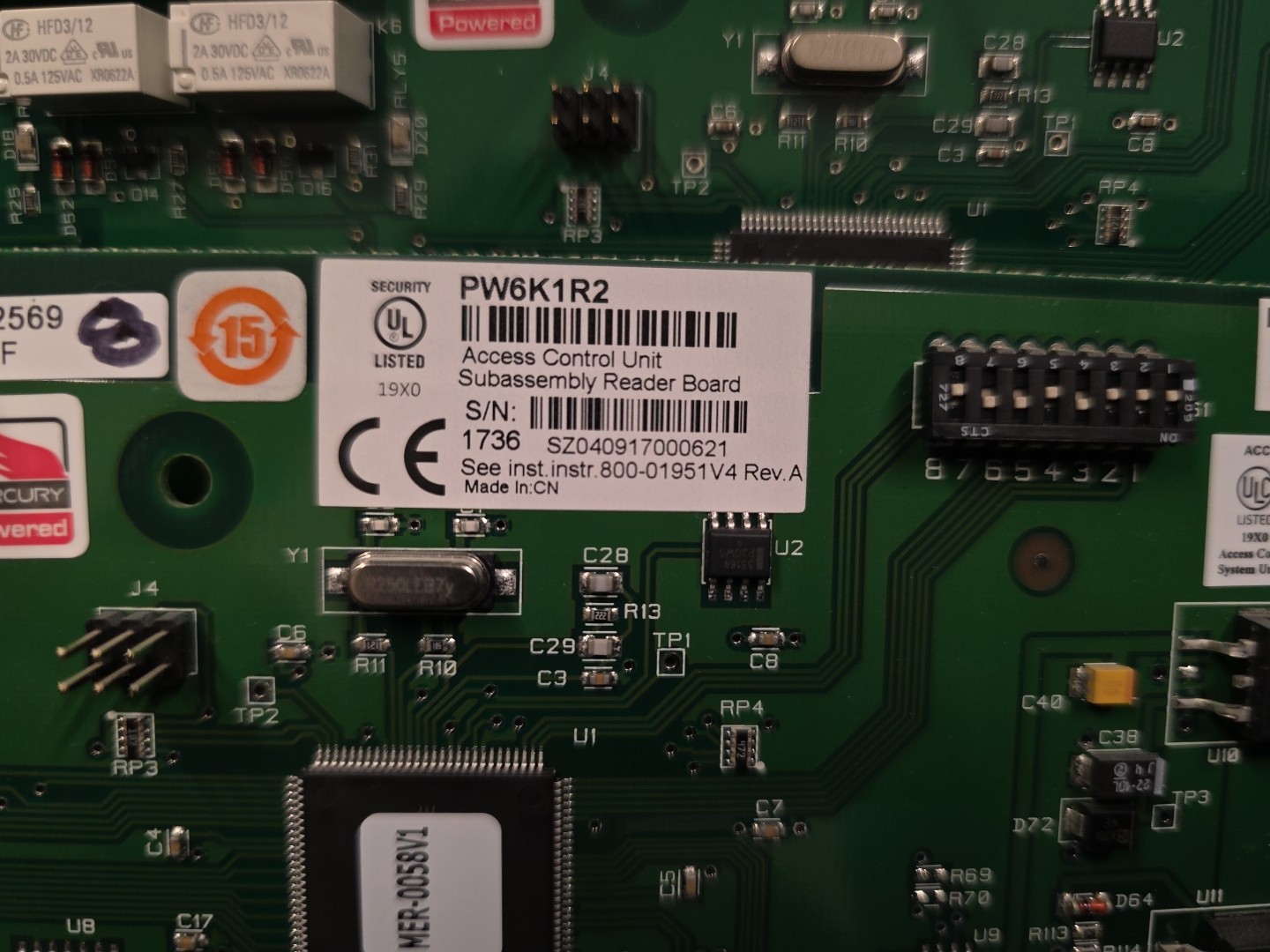 Honeywell PW6K1R2 Access Control Unit Subassembly 2 Reader Module Board