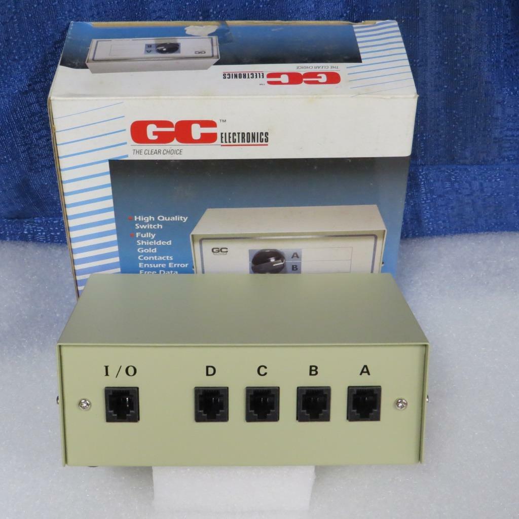 GC Elect. 45-2064 Manual 4-Way A/B/C/D Data Switch RJ11 RJ12 4 or 6 wire  6P6C