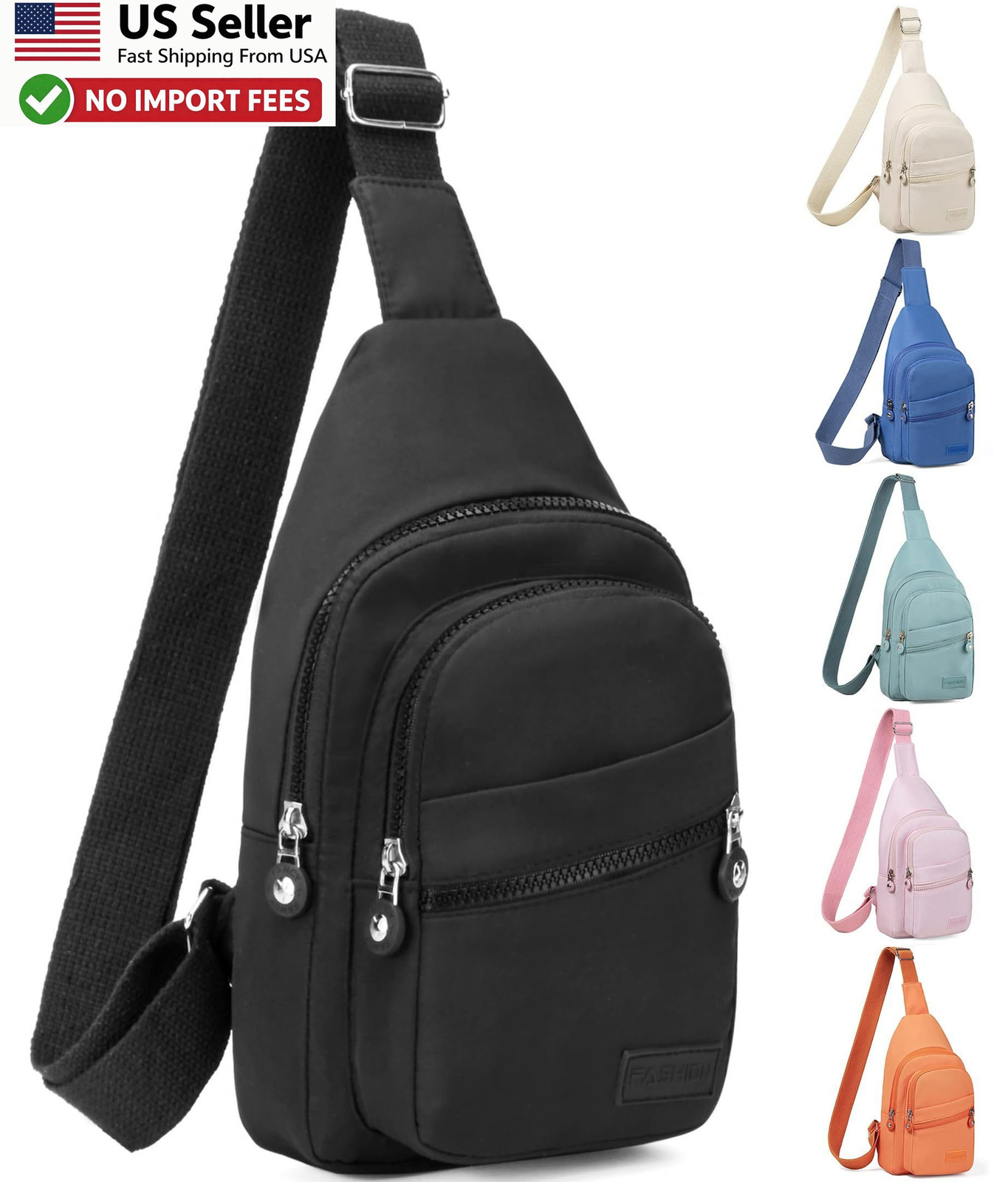 Banelu Sling Backpack Crossbody Chest Bag Hiking Travel Black FROM USA