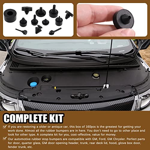 160Pcs Rubber Bumper Assortment Kit, Black Rubber Bumper Compatible With Most